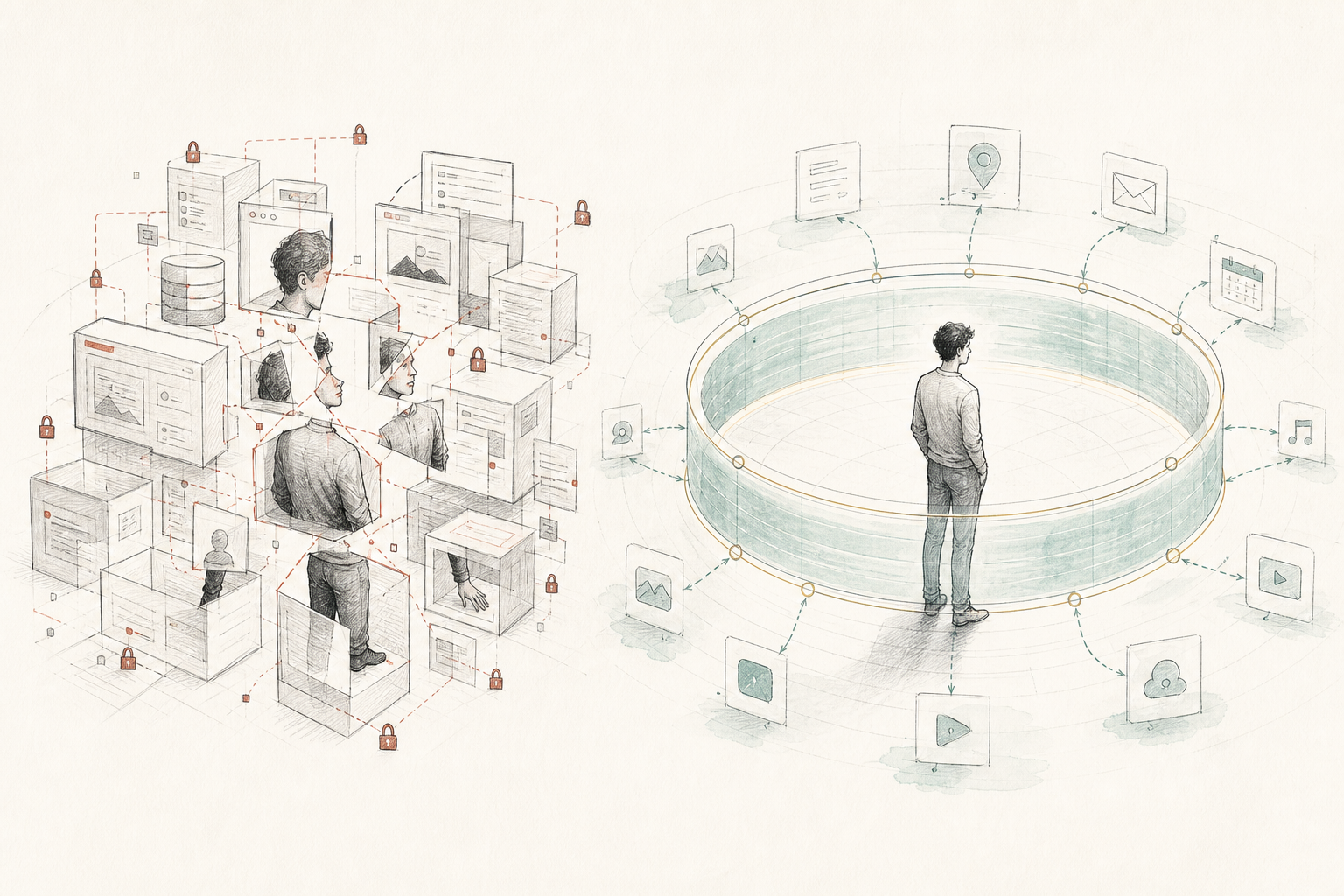 Provider-owned memory silos versus a user-owned continuity layer.